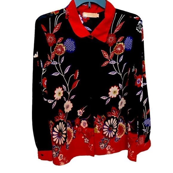 LA CERA Sheer Blouse Sz L - Picture 1 of 5